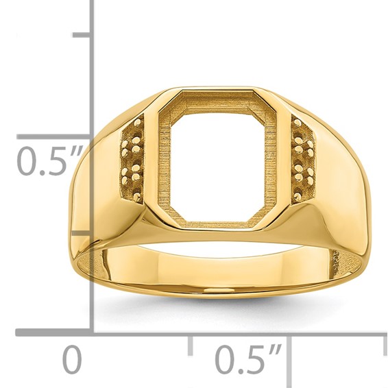 IB Goodman 14k Holds 10.2x8.2mm Octagon and 6-1.4mm Diamonds Onyx Mens Ring Mounting