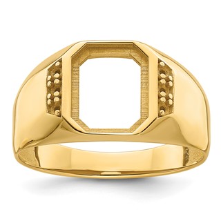 IB Goodman 14k Holds 10.2x8.2mm Octagon and 6-1.4mm Diamonds Onyx Mens Ring Mounting