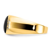IB Goodman 14K Yellow Gold 10x 8mm Octagon Onyx and 0.07 Carat Aaa Diamond Mens Ring view 2