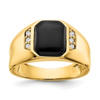 IB Goodman 14K Yellow Gold 10x 8mm Octagon Onyx and 0.07 Carat Aaa Diamond Mens Ring view 1