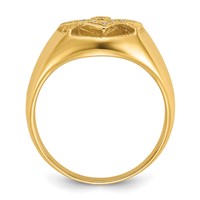 IB Goodman 14K Yellow Gold Mens Polished and Textured VS Quality Diamond Masonic Ring view 2