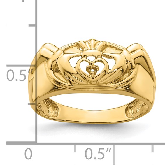 14k White Gold Mens Claddagh Ring Mounting