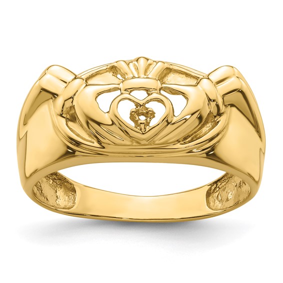 14k White Gold Mens Claddagh Ring Mounting