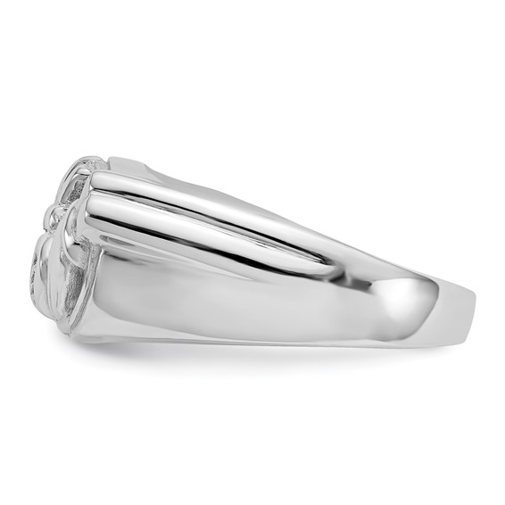 14k White Gold Men's Claddagh Band Diamond Rings                             