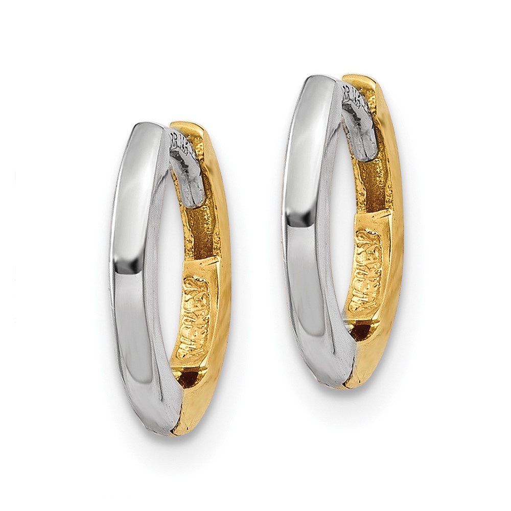 14k Two-tone Mini 1.35mm Round Hinged Hoop Earrings (Y7902)