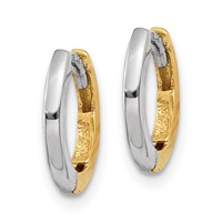 14K Two-tone Mini 1.35mm Round Hinged Hoop Earrings view 2