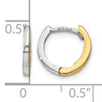 14K Two-tone Mini 1.35mm Round Hinged Hoop Earrings view 4