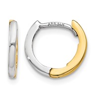 14K Two-tone Mini 1.35mm Round Hinged Hoop Earrings view 1