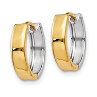 14K Two-tone Hinged Hoop Earrings view 2