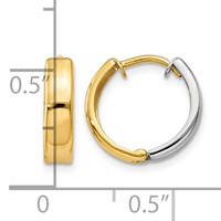 14K Two-tone Hinged Hoop Earrings view 4