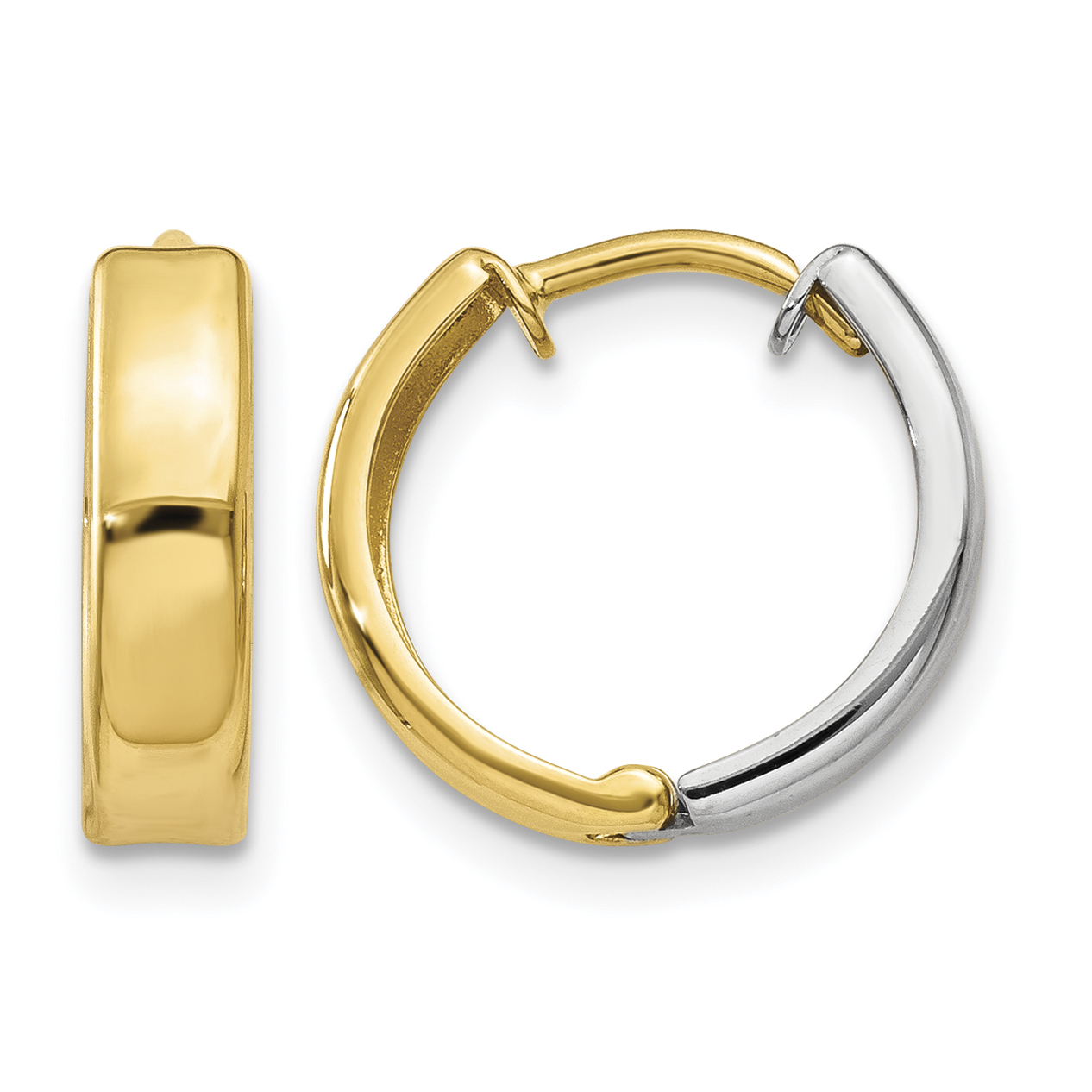 14k Two-tone Hinged Hoop Earrings (Y7904)
