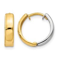 14K Two-tone Hinged Hoop Earrings view 1