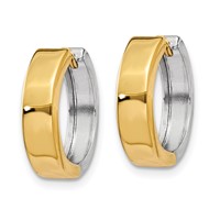 14K Two-tone Hinged Hoop Earrings view 2