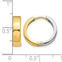 14K Two-tone Hinged Hoop Earrings view 4