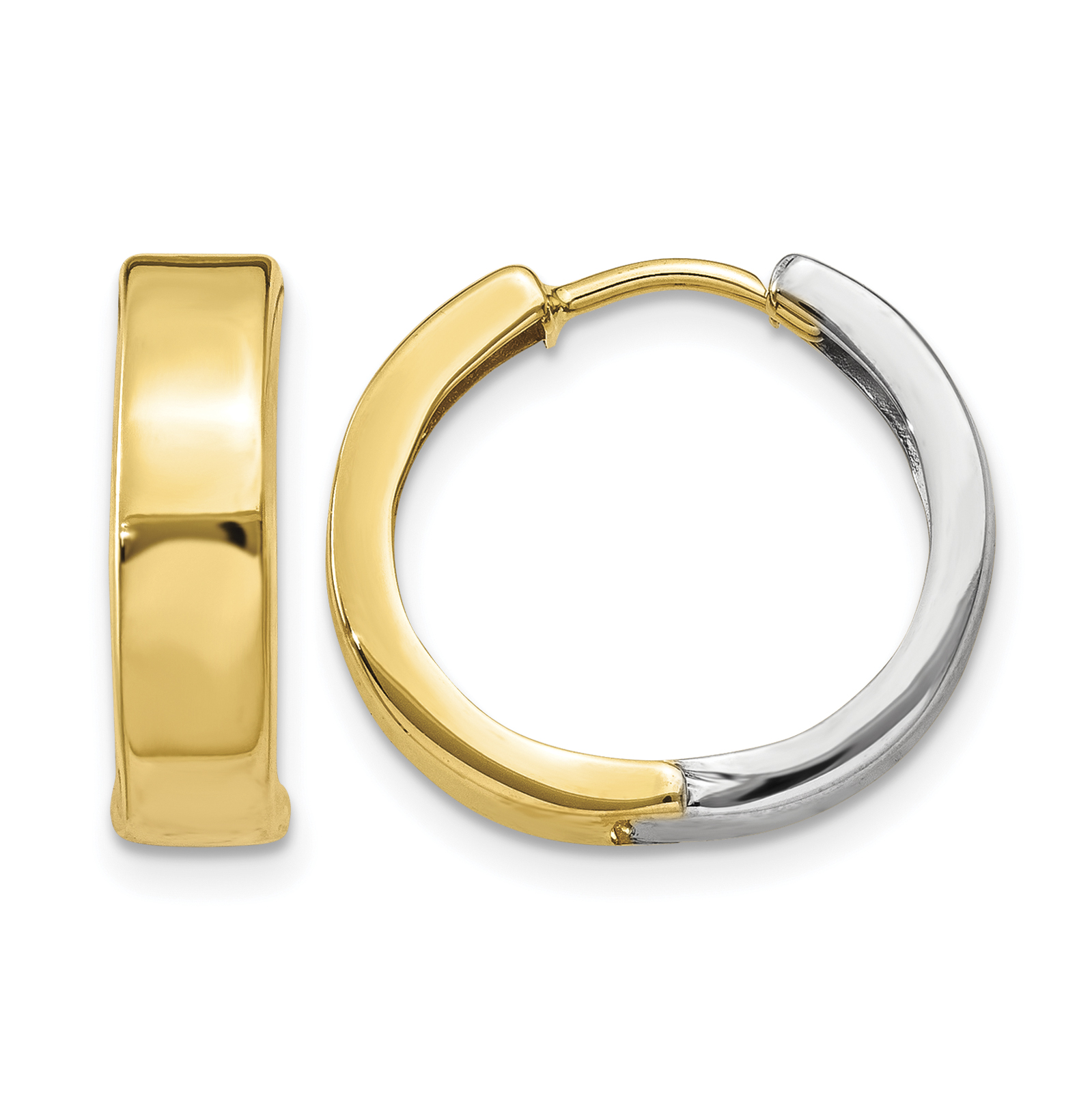 14k Two-tone Hinged Hoop Earrings (Y7909)