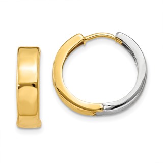 Gold Two-tone Circle Hinged Hoop Earrings