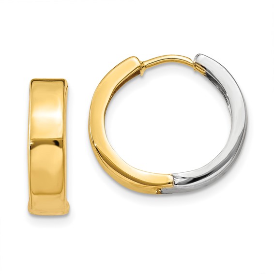 Gold Two-tone Circle Hinged Hoop Earrings