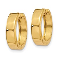 14K Yellow Gold Round Hinged Hoop Earrings view 2