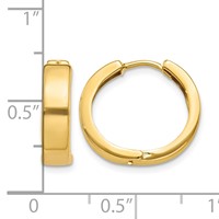 14K Yellow Gold Round Hinged Hoop Earrings view 4