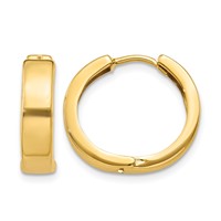 14K Yellow Gold Round Hinged Hoop Earrings view 1