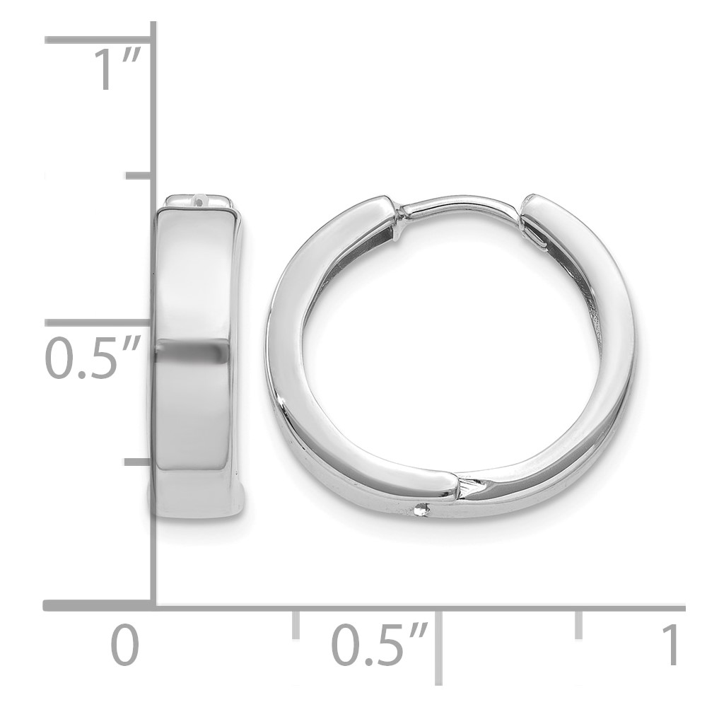 14k White Gold Round Hinged Hoop Earrings (Y7911)