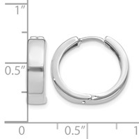 14K White Gold Round Hinged Hoop Earrings view 2