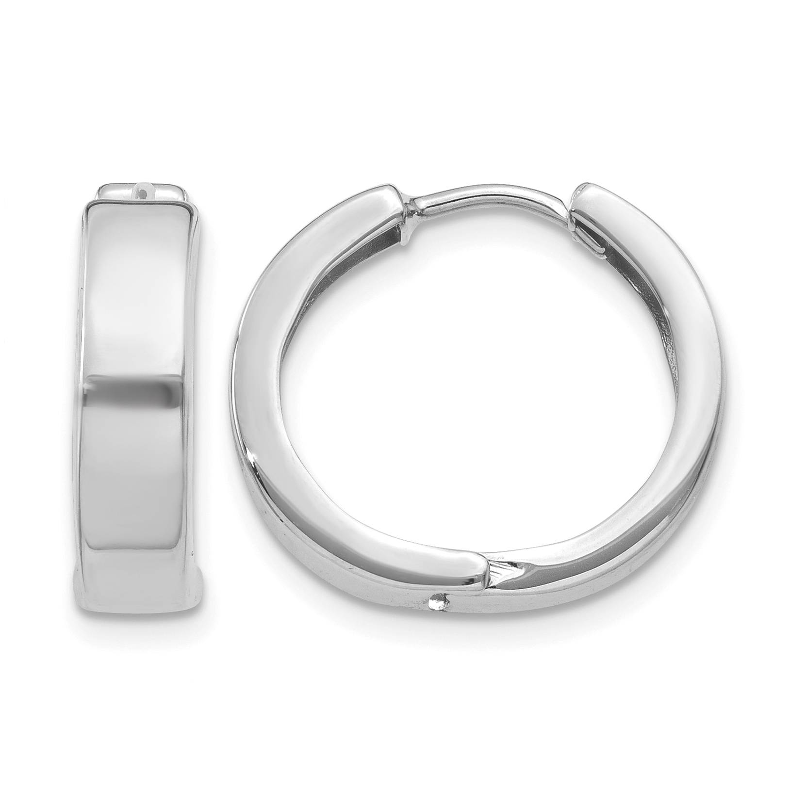 14k White Gold Round Hinged Hoop Earrings (Y7911)