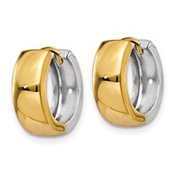 14K Two-tone Hinged Hoop Earrings view 2