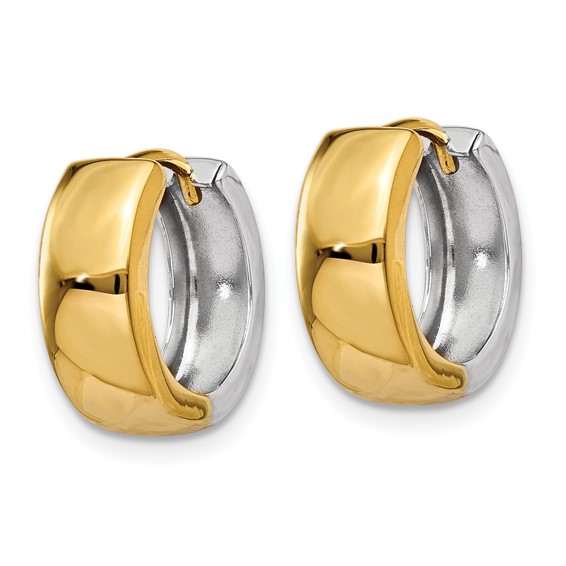 Gold Two-tone Circle Hinged Hoop Earrings