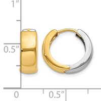 14K Two-tone Hinged Hoop Earrings view 4