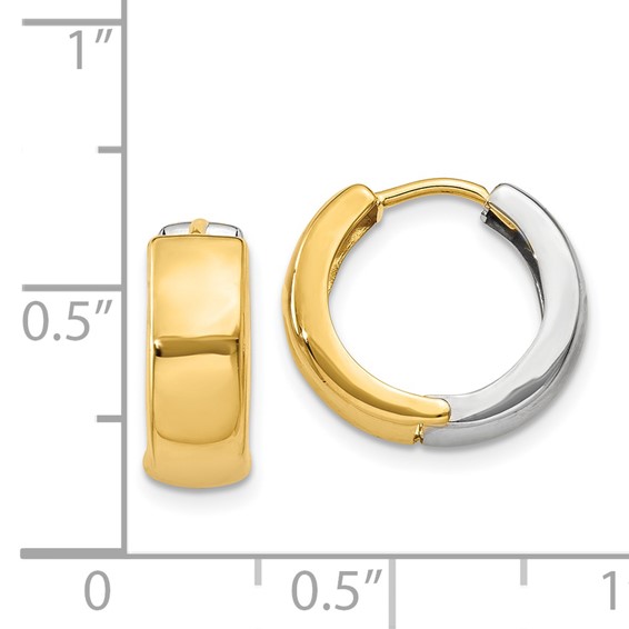 Gold Two-tone Circle Hinged Hoop Earrings