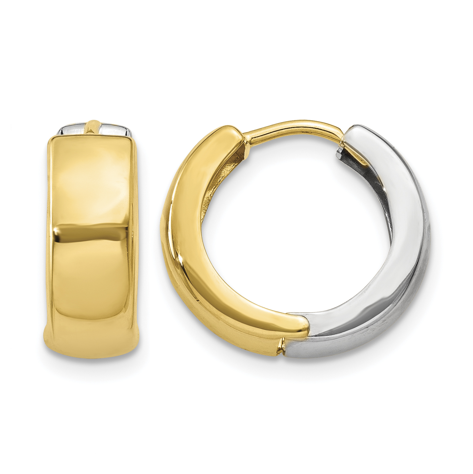 14k Two-tone Hinged Hoop Earrings (Y7915)