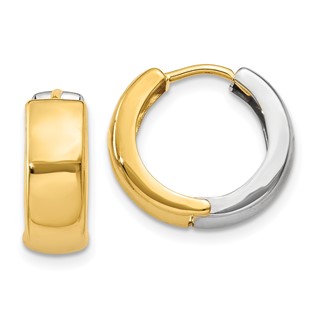 Gold Two-tone Circle Hinged Hoop Earrings