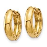 14K Yellow Gold Polished Hinged Hoop Earrings view 2