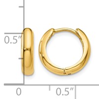 14K Yellow Gold Polished Hinged Hoop Earrings view 4