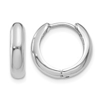 14K White Gold Hinged Hoop Earrings view 1