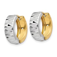 14K Two-tone Textured Hoop Earrings view 2