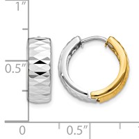 14K Two-tone Textured Hoop Earrings view 4