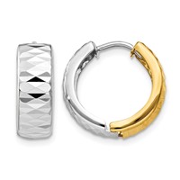 14K Two-tone Textured Hoop Earrings view 1