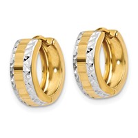 14K & Rhodium Hinged Hoop Earrings view 2