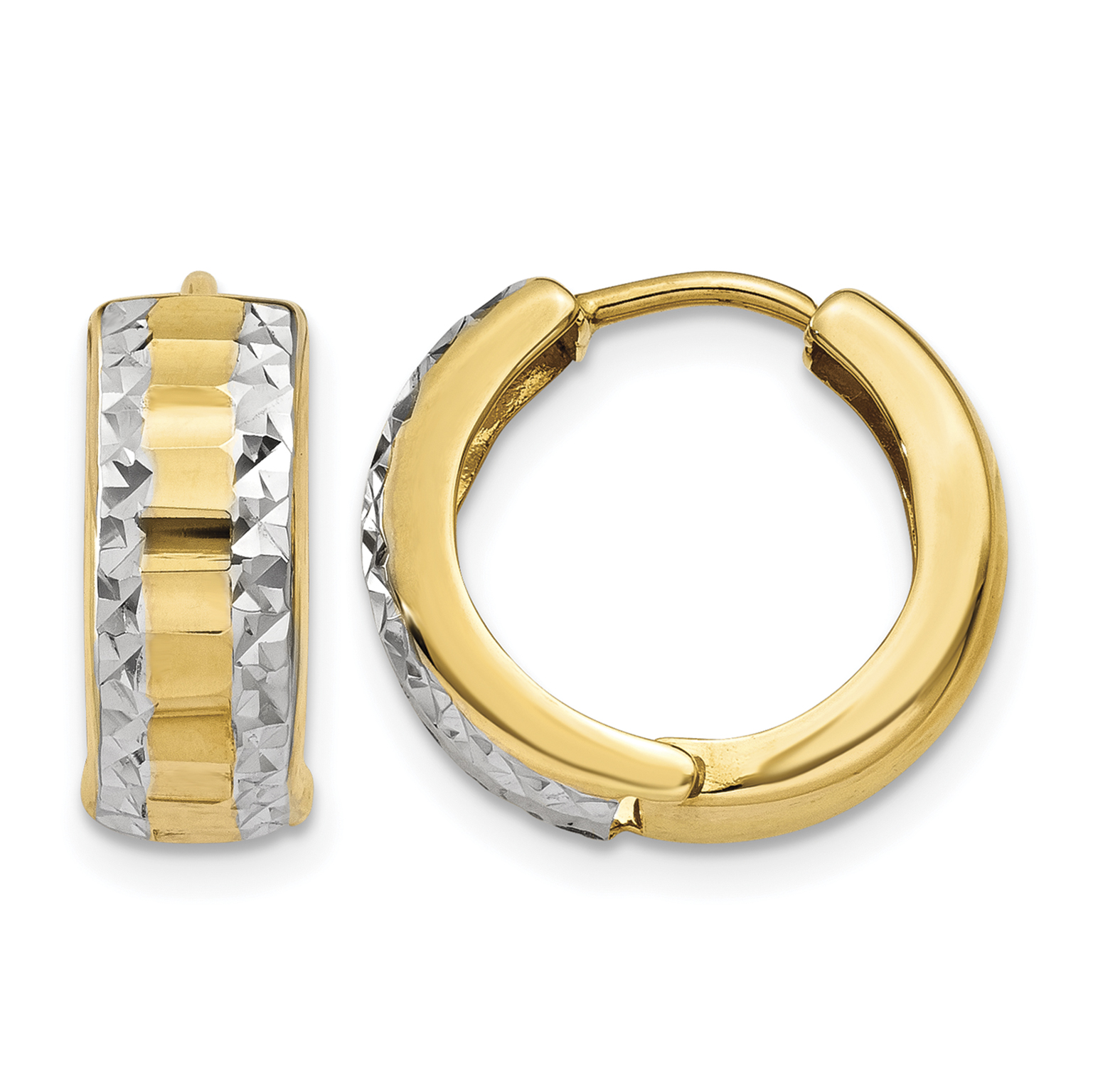 14k & Rhodium Hinged Hoop Earrings (Y7924)