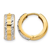 14K & Rhodium Hinged Hoop Earrings view 1