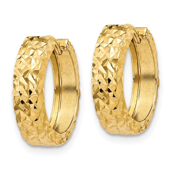 Gold Diamond-cut Circle Hinged Hoop Earrings