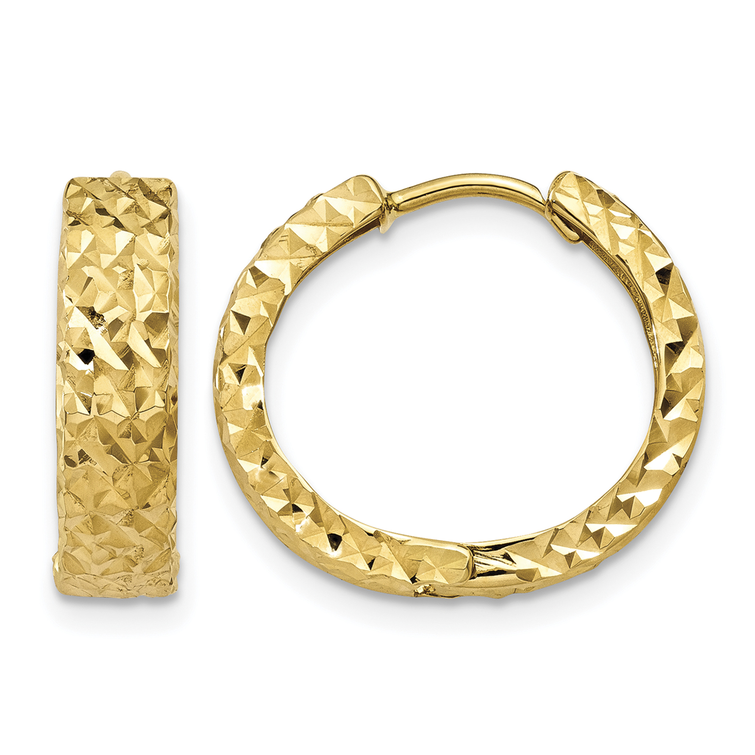 14k Diamond-cut Hinged Hoop Earrings (Y7926)