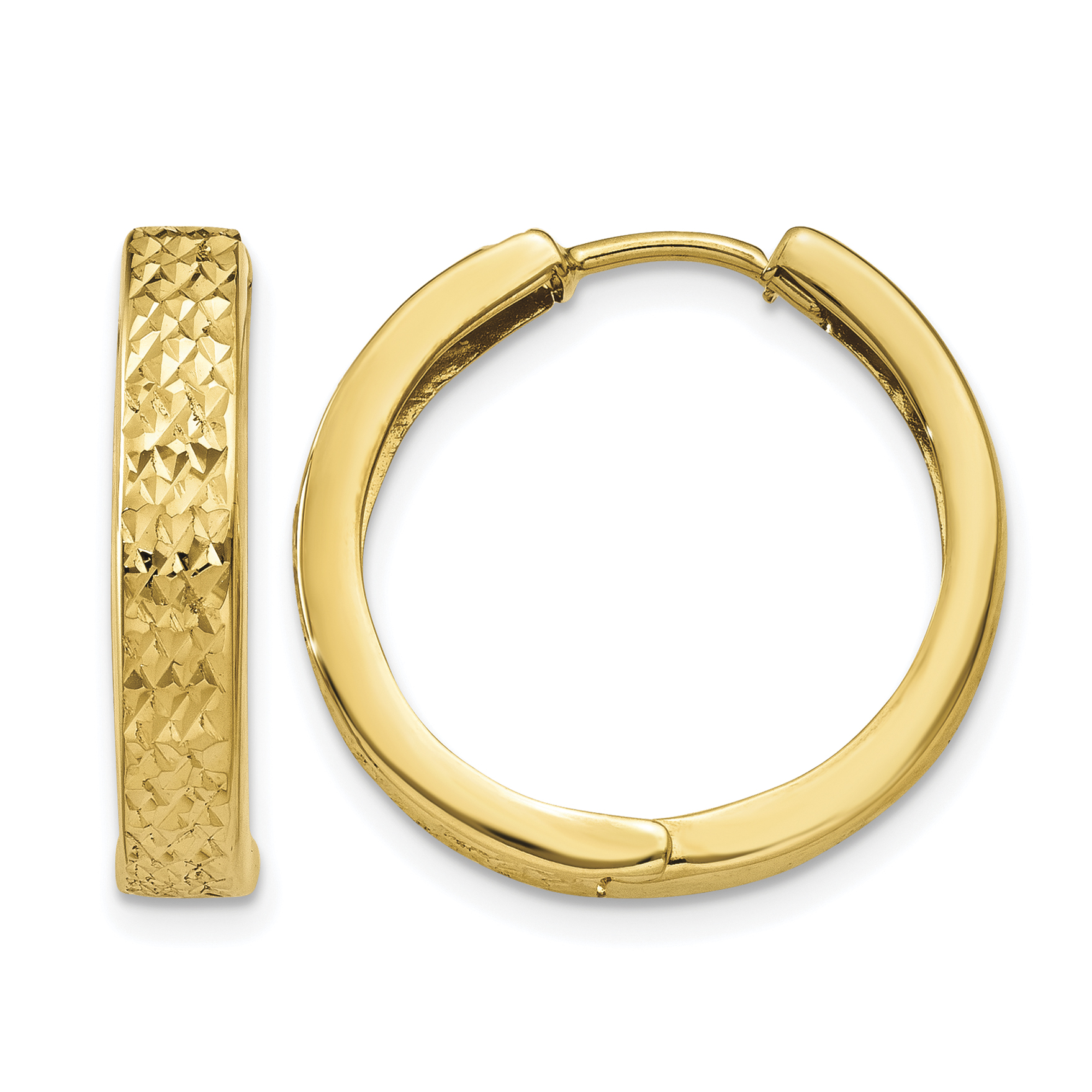 14k Diamond-cut Hinged Hoop Earrings (Y7928)