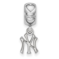 Sterling Silver Rhodium-plated LogoArt New York Yankees NY Heart Bead view 2