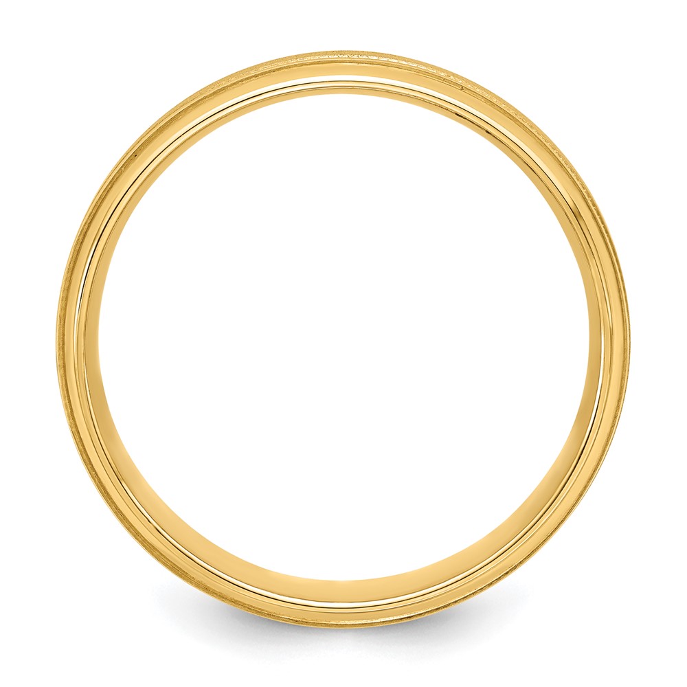 14k Yellow Gold 6mm Lightweight Comfort Fit Brushed Satin/Polished Milgrain Grooved Edge Wedding Band Size 8.5 (YB101L-8.5)