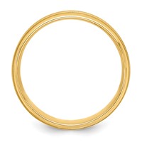 14K Yellow Gold 6mm Heavyweight Comfort Fit Brushed Satin Polished Milgrain Grooved Edge Wedding Band view 2