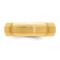 14K Yellow Gold 6mm Heavyweight Comfort Fit Brushed Satin Polished Line Edge Wedding Band view 4