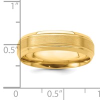 14K Yellow Gold 6mm Heavyweight Comfort Fit Brushed Satin Polished Line Edge Wedding Band view 3